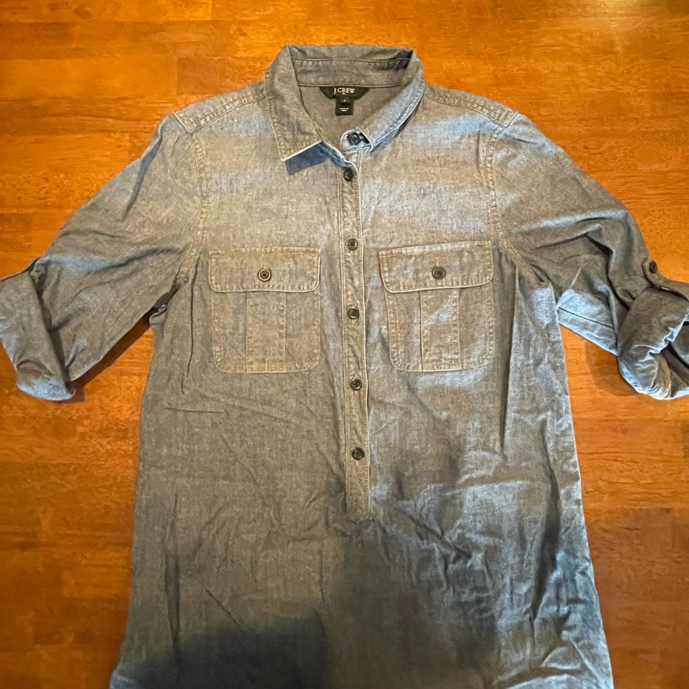 J Crew Denim Shirt Dress worn 1x Small